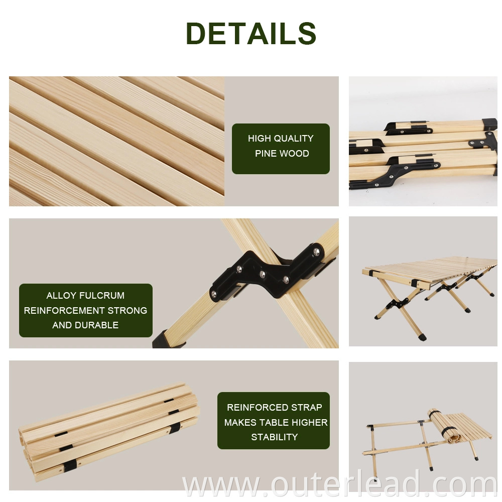 Pine Wooden Foldable Rectangular Table 90X60 Cm Medium Size